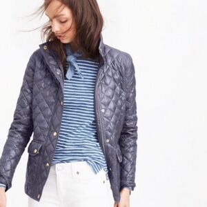 J. Crew Quilted Jacket with Gold Buttons